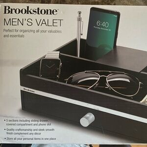Brookstone Black Men's Valet with Watch Holder and Phone Slot